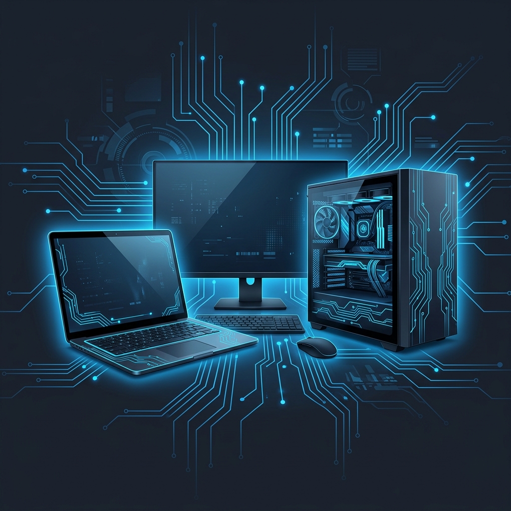 Técnico Ntech Informática trabalhando em notebook